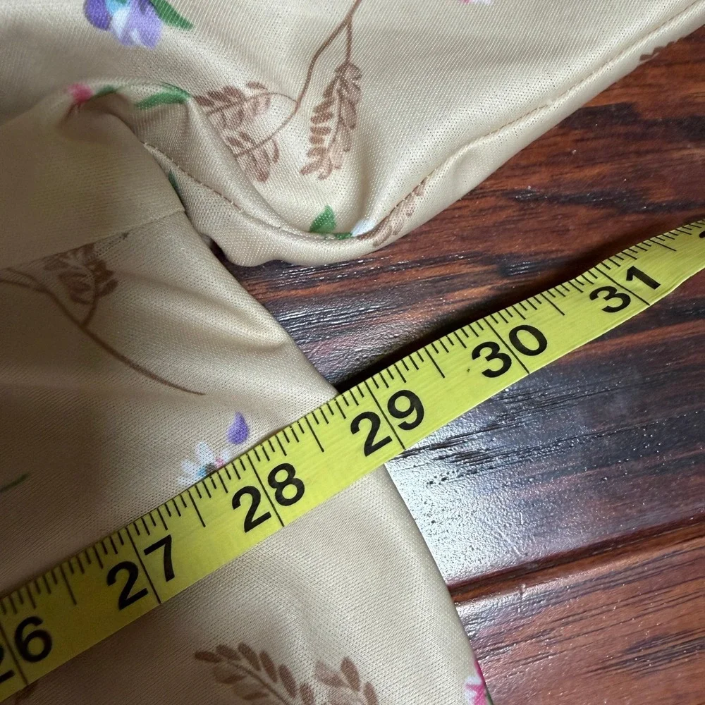 Vintage‎ Tan Floral Wheat Long Sleeve Nightgown Loungewear Women XL Granny READ
